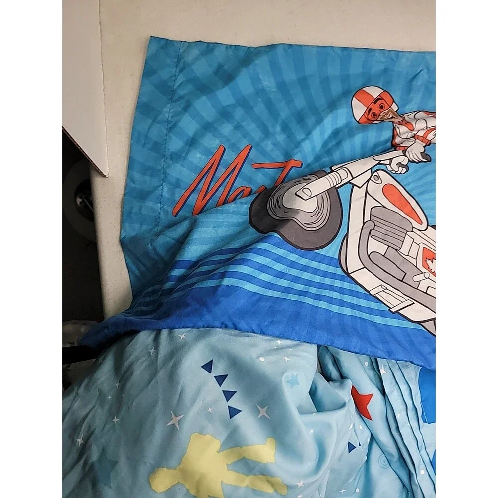 Toy Story 4 Twin Sheet  Blue Fitted and Flat Sheet Plus 1 Pillowcase